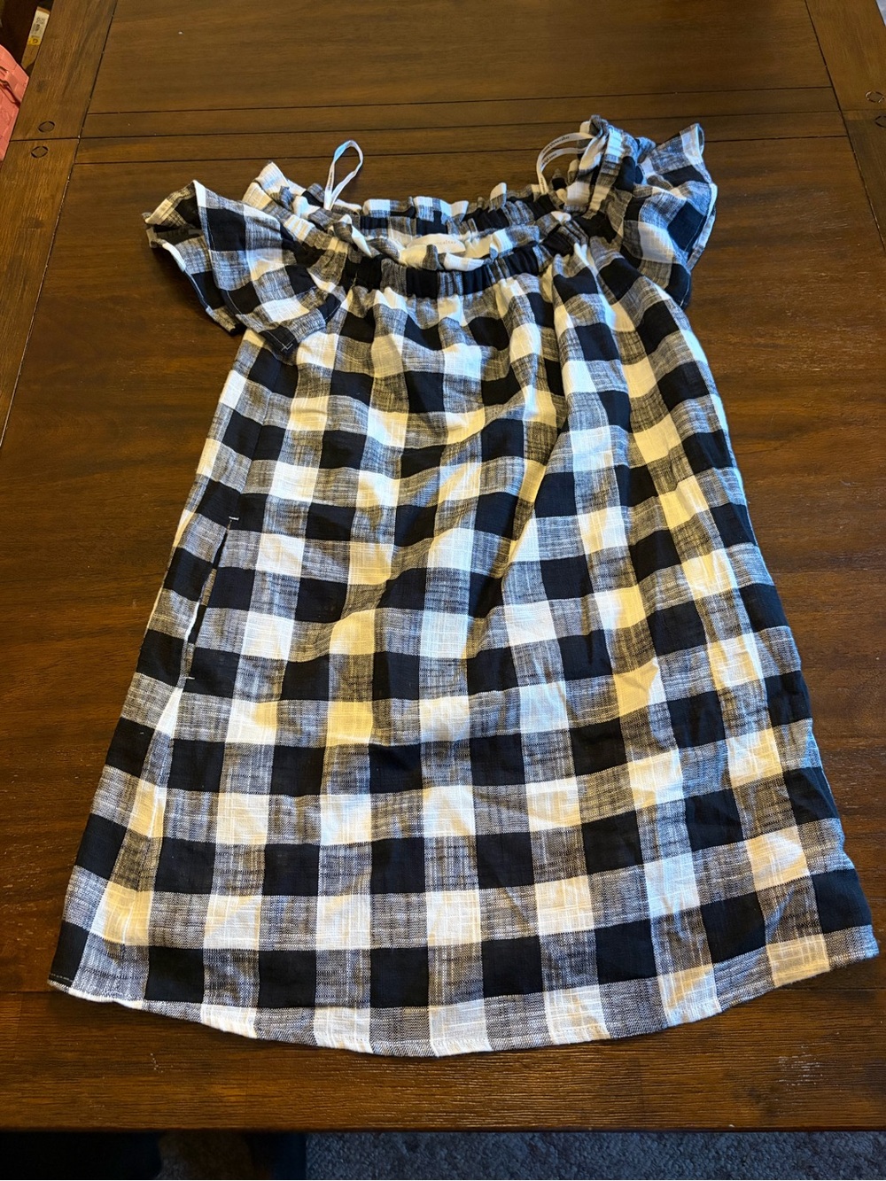 Anthropologie Corey Lynn Calter Gingham Off Shoulder Dress Black White XS